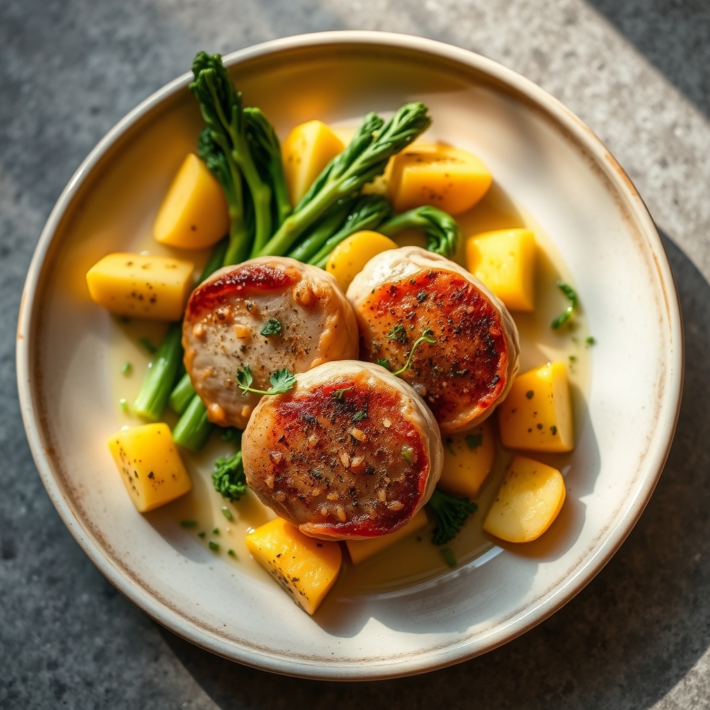 Tournedos de Poulet au Broccolini et Ananas à la Provençale